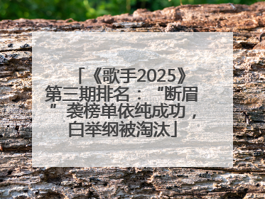 《歌手2025》第三期排名：“断眉”袭榜单依纯成功，白举纲被淘汰