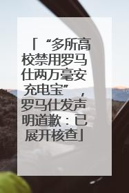 “多所高校禁用罗马仕两万毫安充电宝”，罗马仕发声明道歉：已展开核查