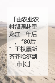 由农业农村部调赴黑龙江一年后，“80后”王杕履新齐齐哈尔副市长
