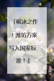 破冰之作！潍坊方案写入国家标准！