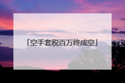 空手套税百万终成空