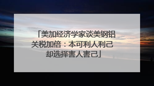 美加经济学家谈美钢铝关税加倍：本可利人利己 却选择害人害己