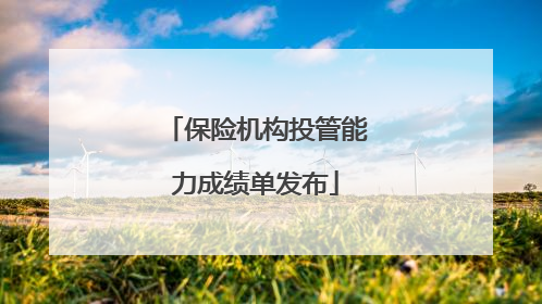 保险机构投管能力成绩单发布