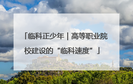 临科正少年｜高等职业院校建设的“临科速度”
