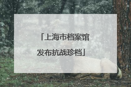 上海市档案馆发布抗战珍档
