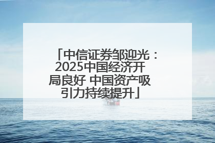 中信证券邹迎光：2025中国经济开局良好 中国资产吸引力持续提升