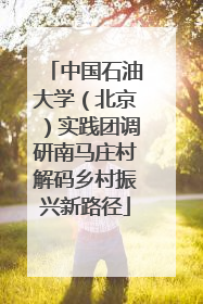 中国石油大学（北京）实践团调研南马庄村解码乡村振兴新路径
