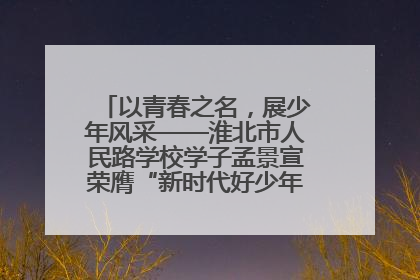 以青春之名，展少年风采——淮北市人民路学校学子孟景宣荣膺“新时代好少年”荣誉称号