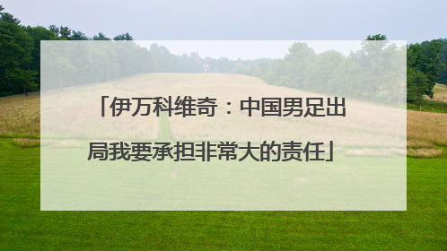 伊万科维奇：中国男足出局我要承担非常大的责任