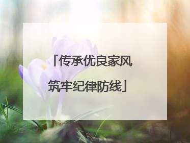 传承优良家风 筑牢纪律防线