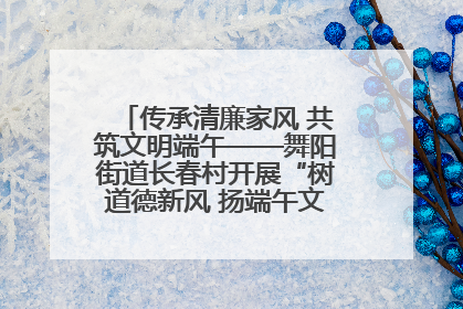 传承清廉家风 共筑文明端午——舞阳街道长春村开展“树道德新风 扬端午文化”主题活动