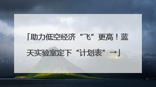 助力低空经济“飞”更高！蓝天实验室定下“计划表”→