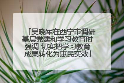 吴晓军在西宁市调研基层党建和学习教育时强调 切实把学习教育成果转化为惠民实效