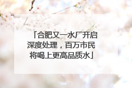 合肥又一水厂开启深度处理，百万市民将喝上更高品质水