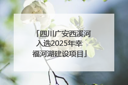 四川广安西溪河入选2025年幸福河湖建设项目