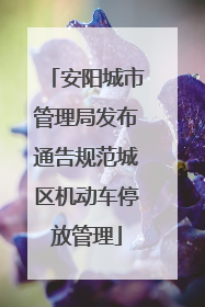 安阳城市管理局发布通告规范城区机动车停放管理
