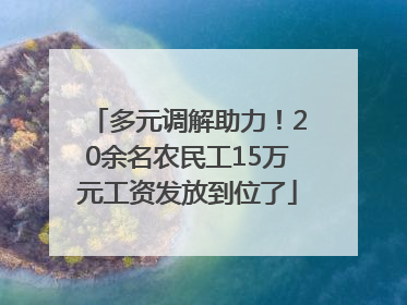 多元调解助力！20余名农民工15万元工资发放到位了