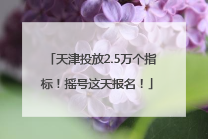天津投放2.5万个指标！摇号这天报名！