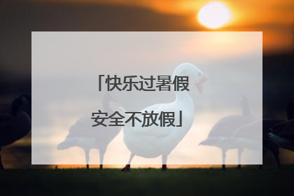 快乐过暑假 安全不放假