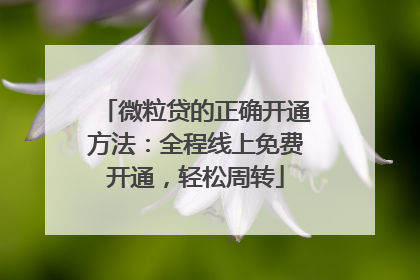 微粒贷的正确开通方法：全程线上免费开通，轻松周转