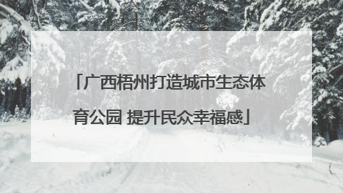 广西梧州打造城市生态体育公园 提升民众幸福感