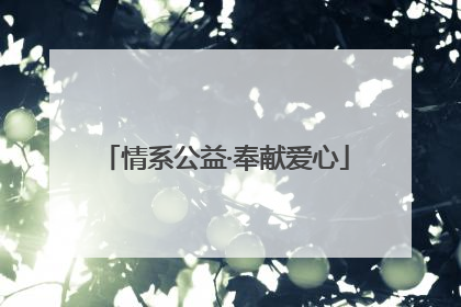 情系公益·奉献爱心