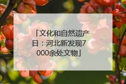 文化和自然遗产日：河北新发现7000余处文物