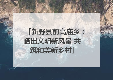 新野县前高庙乡：晒出文明新风景 共筑和美新乡村