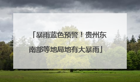 暴雨蓝色预警！贵州东南部等地局地有大暴雨