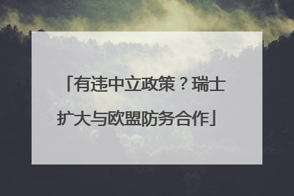 有违中立政策？瑞士扩大与欧盟防务合作