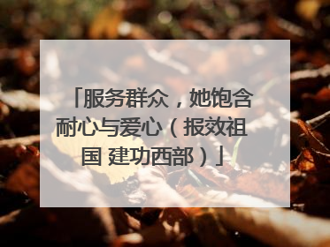 服务群众，她饱含耐心与爱心（报效祖国 建功西部）