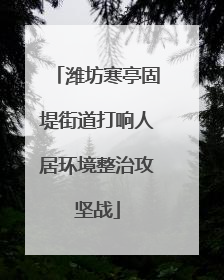 潍坊寒亭固堤街道打响人居环境整治攻坚战