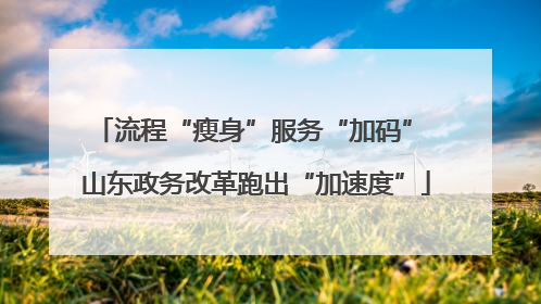 流程“瘦身”服务“加码” 山东政务改革跑出“加速度”