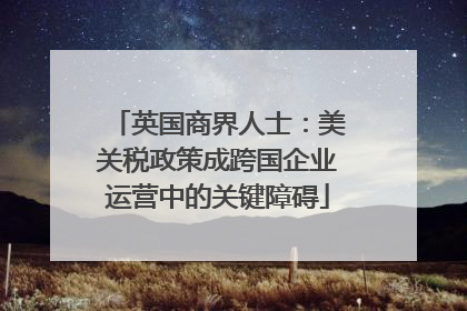 英国商界人士：美关税政策成跨国企业运营中的关键障碍