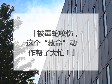 被毒蛇咬伤，这个“救命”动作帮了大忙！