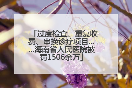 过度检查、重复收费、串换诊疗项目……海南省人民医院被罚1506余万
