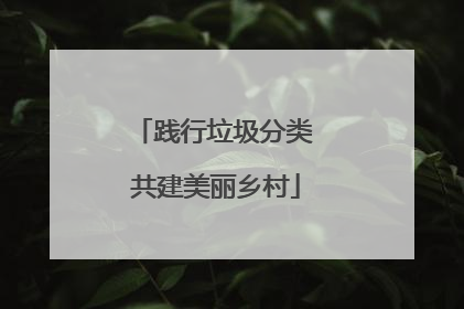 践行垃圾分类 共建美丽乡村