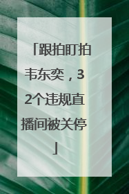 跟拍盯拍韦东奕，32个违规直播间被关停