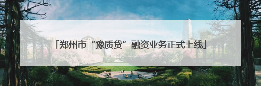郑州市“豫质贷”融资业务正式上线
