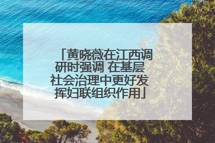 黄晓薇在江西调研时强调 在基层社会治理中更好发挥妇联组织作用